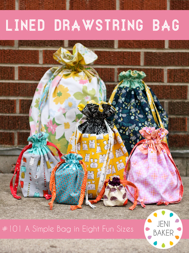 Lined Drawstring Bag Pattern PDF Download Jeni Baker Patterns